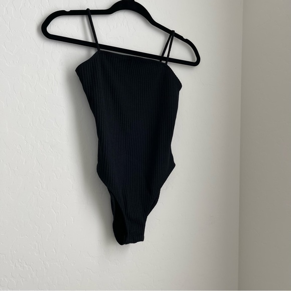 Topshop Tops - Topshop Bodysuit Ribbed Square Neck in Black Size 6